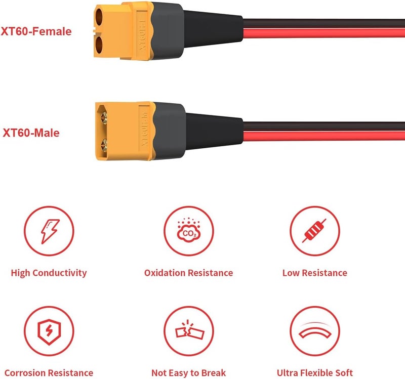 ELFCULB 10AWG 50FT XT60 Extension Cable 2 6 10 20 35 50 75 100FT XT60 Female to Male Connector for RC Battery Portable Power Station Solar Panel(50FT) - Image 3